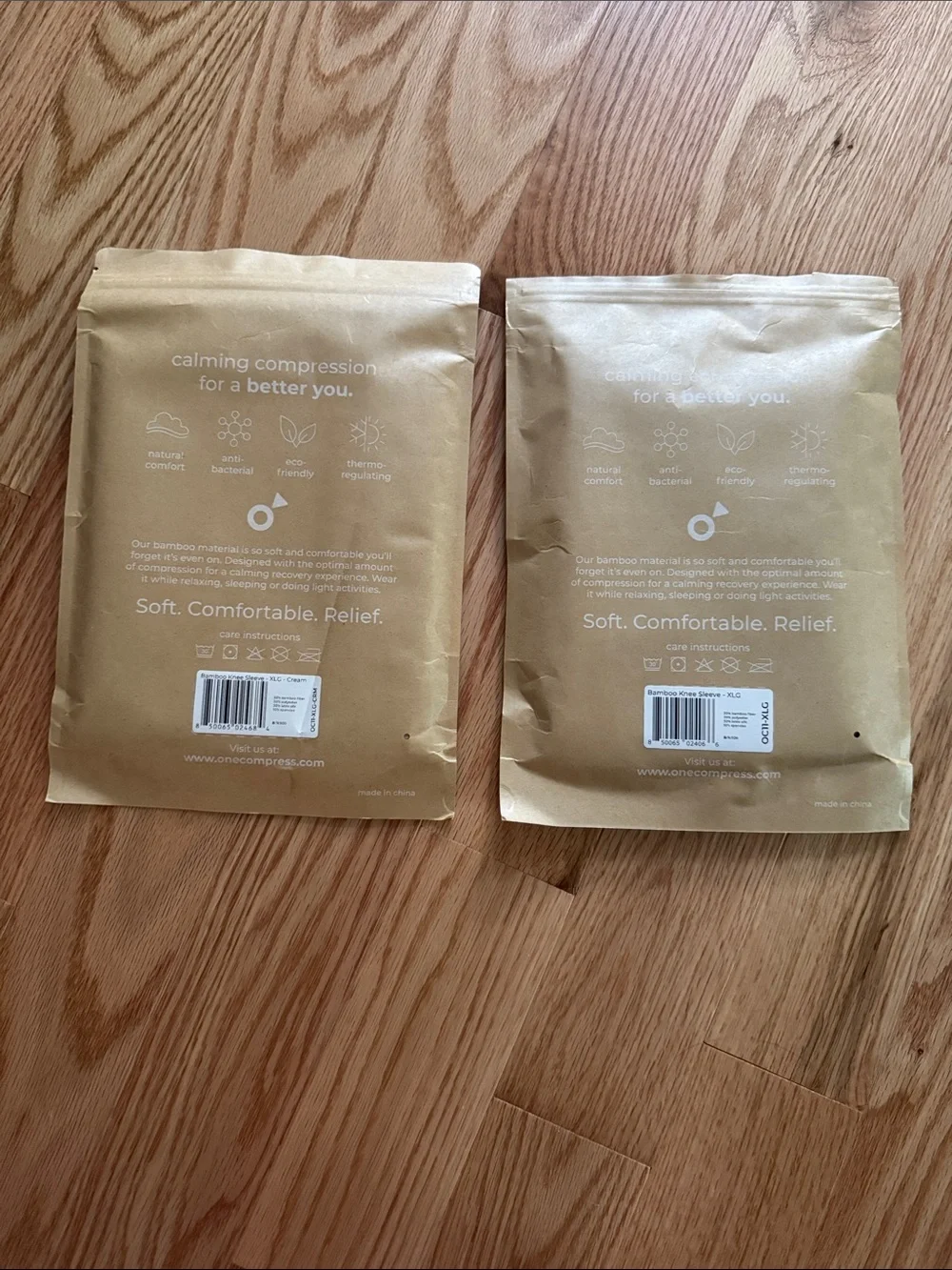 Onecompress Premium Natural Healing Bamboo Knee Sleeve NWT Size XL - Bundle of 2